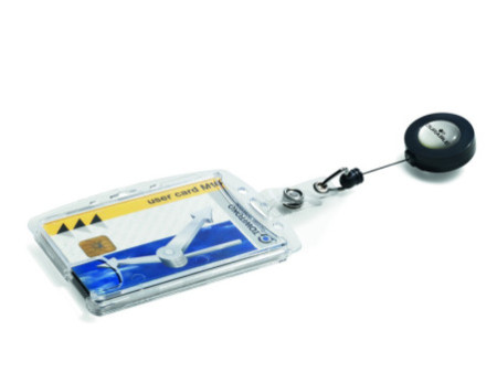 DURABLE Porte-badge double avec enrouleur, transparent