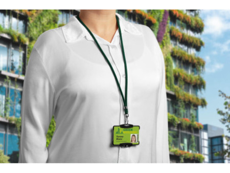 DURABLE Cordon textile rPET avec mousqueton, vert