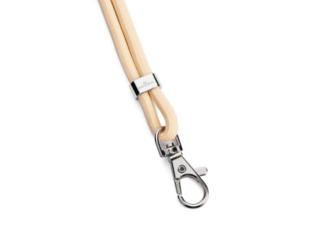 DURABLE Cordon textile rPET avec mousqueton, beige