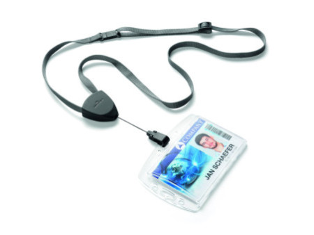 DURABLE Lacet textile FLEX, avec enrouleur, gris