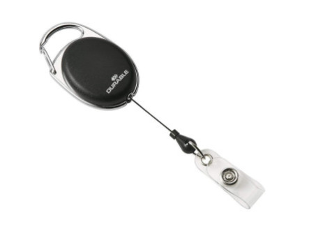 DURABLE Porte-carte avec enrouleur, oval, noir