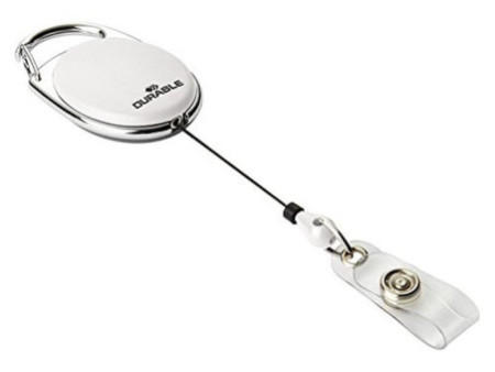 DURABLE Porte-carte avec enrouleur 'STYLE', oval, blanc