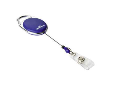 DURABLE Porte-carte avec enrouleur, oval, bleu