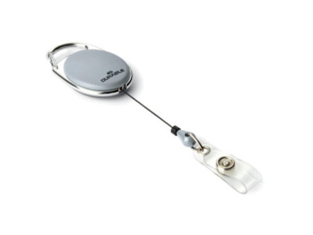 DURABLE Porte-carte avec enrouleur, oval, gris