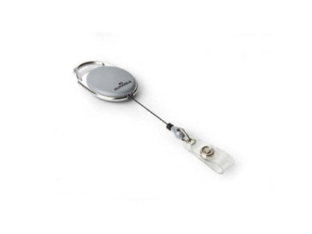 DURABLE Porte-carte avec enrouleur, oval, gris