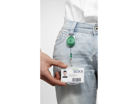 DURABLE Porte-badge avec enrouleur, oval, noir
