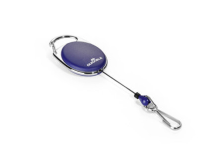 DURABLE Porte-badge avec enrouleur, oval, bleu foncé