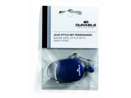 DURABLE Porte-badge avec enrouleur, oval, bleu foncé
