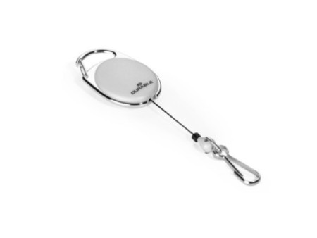 DURABLE Porte-badge avec enrouleur, oval, gris