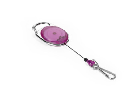DURABLE Porte-badge avec enrouleur, oval, violet/transparent