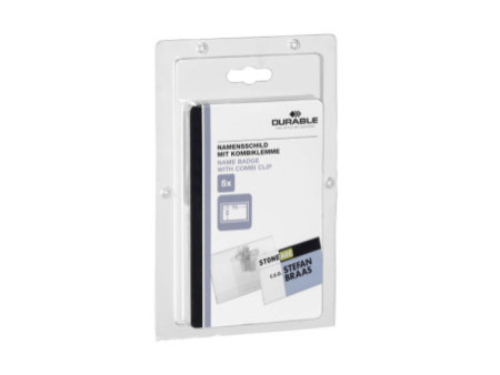 DURABLE Porte-badge avec clip & épingle, 40 x 75 mm