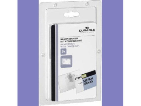 DURABLE Porte-badge avec clip & épingle, 40 x 75 mm