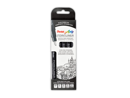 Pentel Feutre technique permanent Pointliner, set de 5, noir