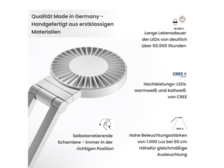 LUCTRA Lampe de bureau à LED TABLE RADIAL BASE, argent
