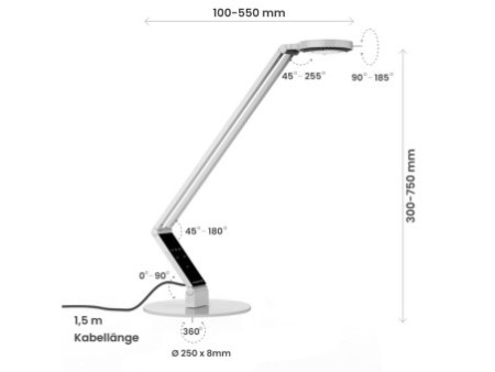 LUCTRA Lampe de bureau à LED TABLE RADIAL BASE, argent