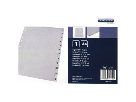 proOFFICE Intercalaires en plastique, numériques, A4