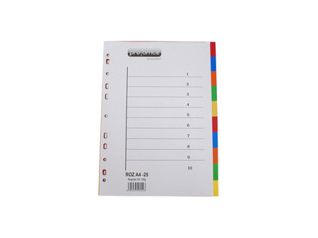 proOFFICE Intercalaires en plastique, uni, A4, 10 touches