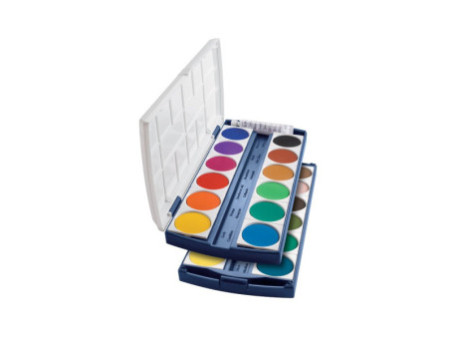 herlitz Pastilles de gouache ST24, 24 couleurs, en plastique