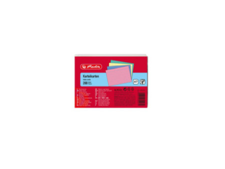 herlitz Fiches bristol, A7, ligné, assorti