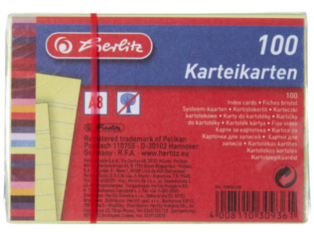 herlitz Fiches bristol, A8, ligné, jaune
