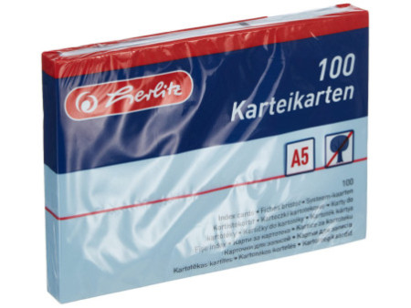 herlitz Fiches bristol, A5, uni, bleu