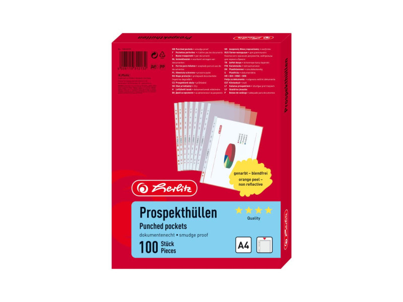 herlitz Pochette perforée, A4, grainé, 0,085 mm