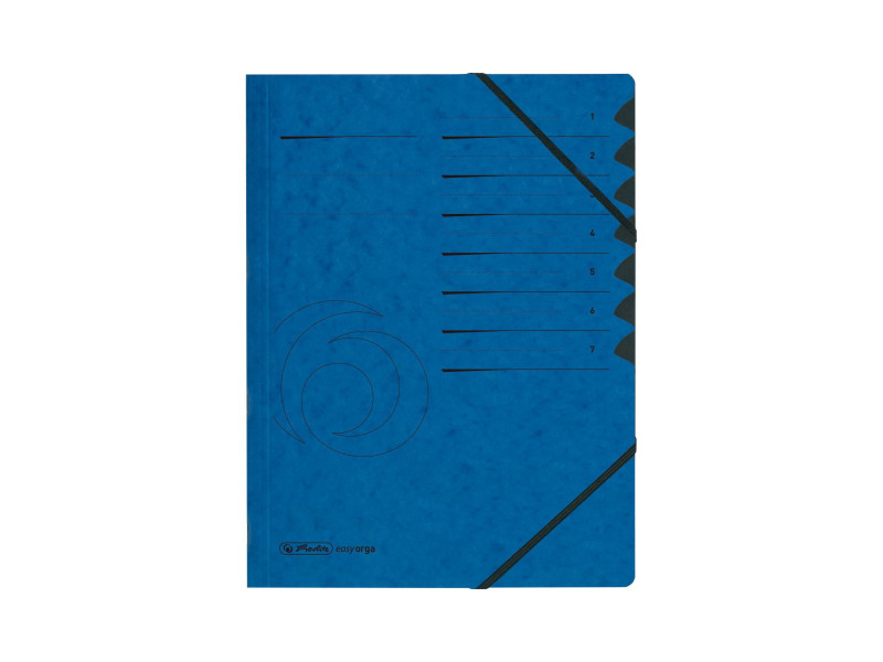 herlitz Trieur easyorga, A4, carton, 7 compartiments, bleu