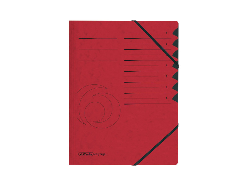 herlitz Trieur easyorga, A4, carton, 7 compartiments, rouge