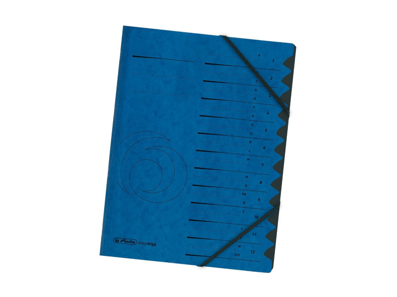 herlitz Trieur easyorga, A4, carton, 12 compartiments, bleu
