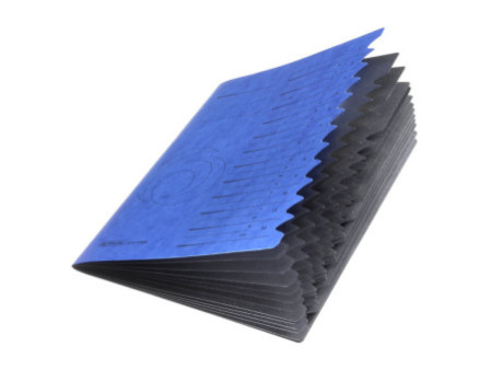 herlitz Trieur easyorga, A4, carton, 12 compartiments, bleu