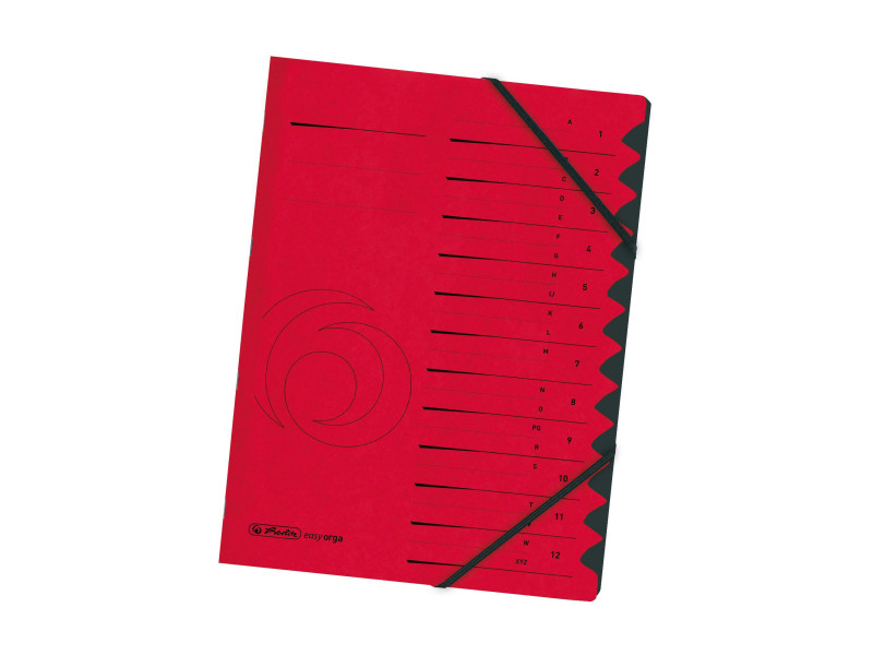 herlitz Trieur easyorga, A4, carton, 12 compartiments, rouge