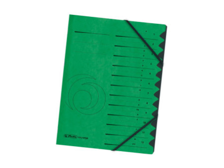herlitz Trieur easyorga, A4, carton, 12 compartiments, vert