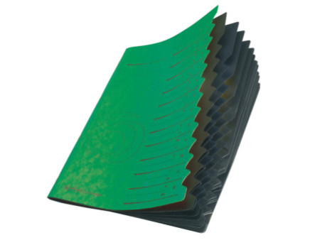 herlitz Trieur easyorga, A4, carton, 12 compartiments, vert