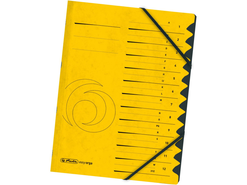 herlitz Trieur easyorga, A4, carton, 12 compartiments, jaune