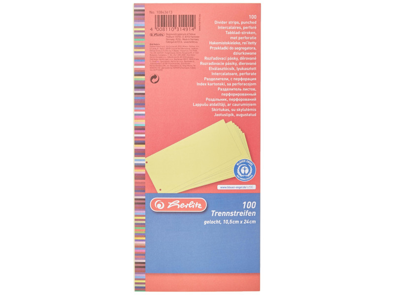 herlitz Intercalaires, pour format A4, carte lustrée, jaune