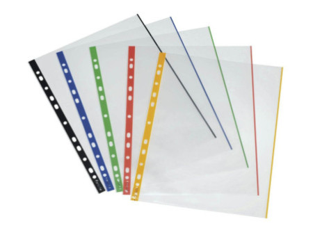 herlitz Pochette perforée, A4, transparent, bord coloré