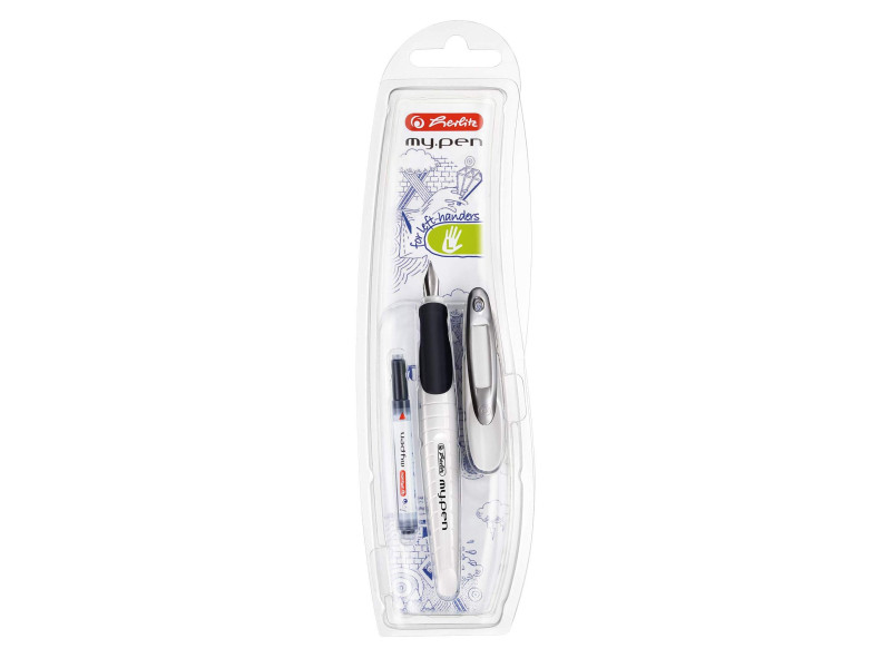 herlitz Stylo plume my.pen, plume: L, blanc / noir/noir
