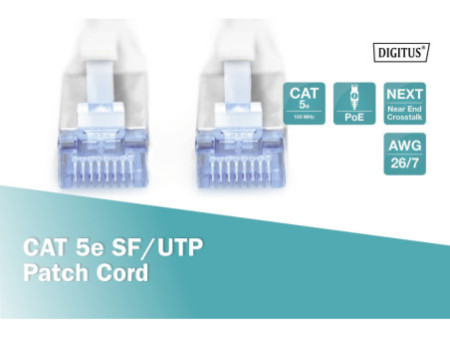 DIGITUS Câble patch Premium, Cat. 5e, SF/UTP, 7,0 m, gris