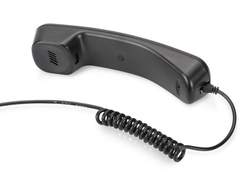 DIGITUS Combiné téléphonique USB, noir, Plug-and-Play, pour