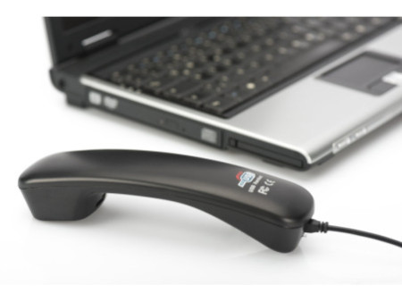 DIGITUS Combiné téléphonique USB, noir, Plug-and-Play, pour