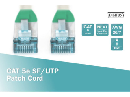 DIGITUS Câble Patch SF/UTP Cross-Over, Cat.5e, 2,0 m, gris