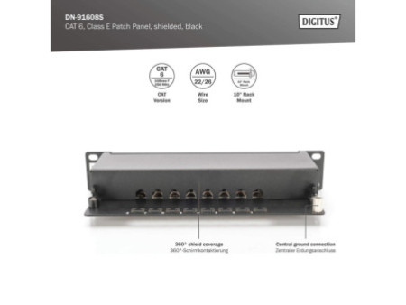 DIGITUS Panneau de brassage 10' cat.6, classe E, 8 x RJ45,