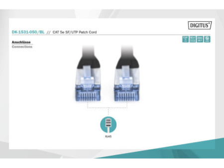 DIGITUS Câble patch Premium, Cat.5e, SF/UTP, 5 m, noir