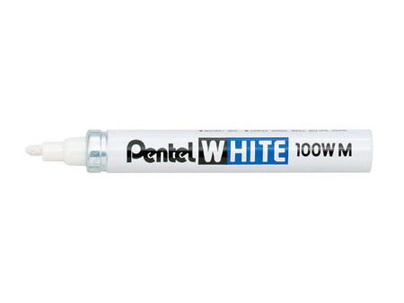 Pentel Marqueur permanent X100W, pointe ogive, 3,0 mm, blanc