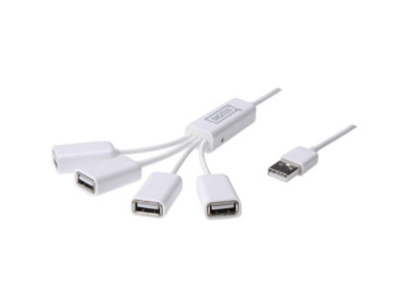 DIGITUS Hub USB 2.0 à câble, 4 ports, blanc