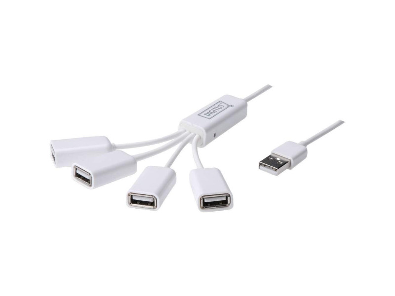 DIGITUS Hub USB 2.0 à câble, 4 ports, blanc