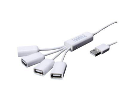 DIGITUS Hub USB 2.0 à câble, 4 ports, blanc