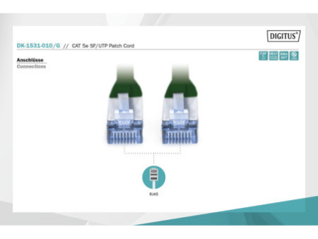 DIGITUS Câble patch Premium, Cat. 5e, SF/UTP, 1 m, vert