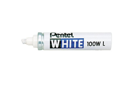 Pentel Marqueur permanent X100W L, pointe biseautée, blanc