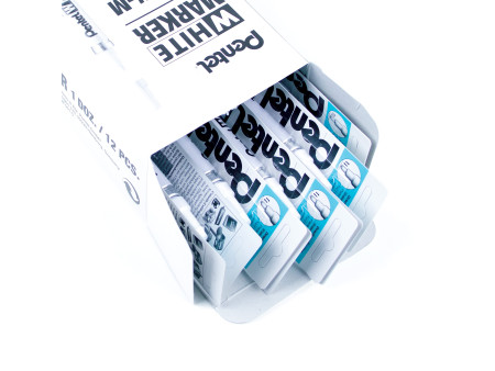 Pentel Marqueur permanent X100W, pointe ogive, 2,5 mm, blanc